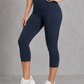 Sculp butt lift capri leggings in navy, detail view