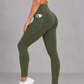 Sculp butt lift gym leggings in army green, front view