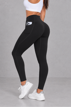 Sculp butt lift gym leggings in black, front view