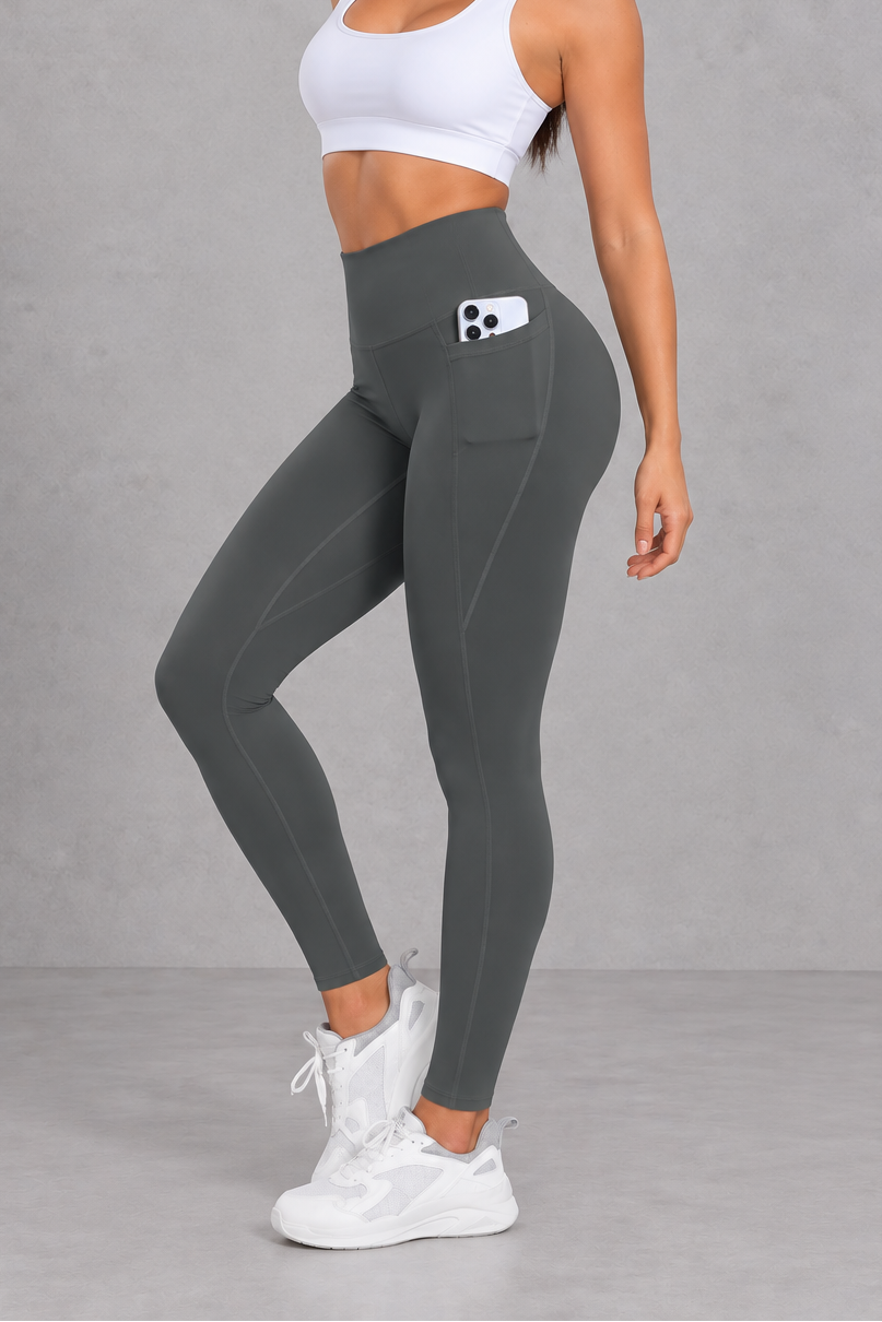 Sculp butt lift gym leggings in gray, front view