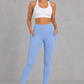 Sculp butt lift gym leggings in light blue, front view