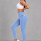 Sculp butt lift gym leggings in light blue, detail view