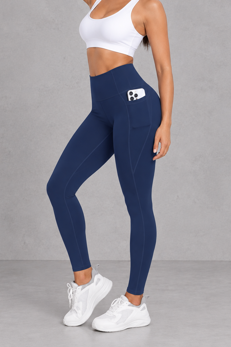 Sculp butt lift gym leggings in navy, front view