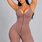 Sculp Colombian faja in mocha with full-length front zip, front view