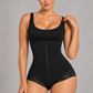 Sculp Colombian open bust faja in black with adjustable straps, front view