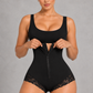 Sculp Colombian open bust faja in black, showing the front zip closure
