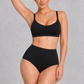 Sculp seamless high waisted briefs in black, front view