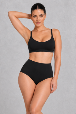 Sculp seamless high waisted briefs in black, front view