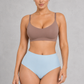 Sculp seamless high waisted briefs in dusty blue, front view
