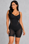 Sculp shapewear bodysuit in black with built-in bra, tummy control and thigh smoothing, front view