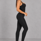 Sculp waist cinching shaping jumpsuit in black, detail view