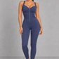 Sculp waist cinching shaping jumpsuit in blue, front view