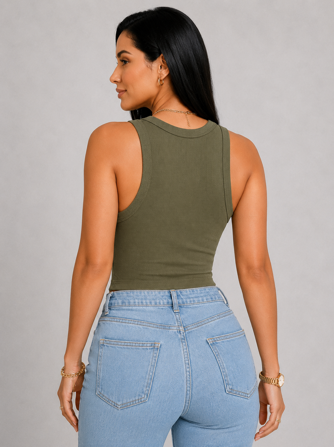 Sculp Ribbed Sleeveless Top with Built-In Bra