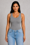 Sculp Ribbed Sleeveless Top with Built-In Bra