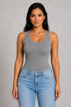 Sculp Ribbed Sleeveless Top with Built-In Bra