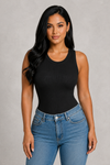 Sculp Ribbed Sleeveless Top with Built-In Bra