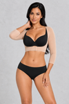 Sculp Arm Shaper Shrug in Beige – front view, open bust and front hook closure