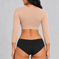 Sculp Arm Shaper Shrug in Beige – back view, upper-back coverage