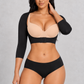 Sculp Arm Shaper Shrug in Black – front view, open bust and front hook closure