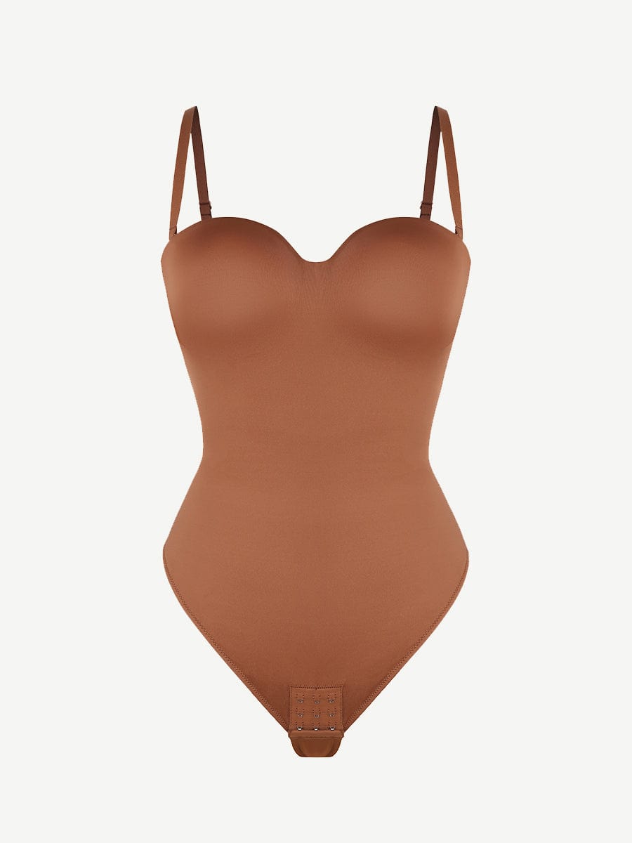 SculpStore Strapless Shapewear Bodysuit - Tummy Control Seamless Body Shaper with Detachable Straps