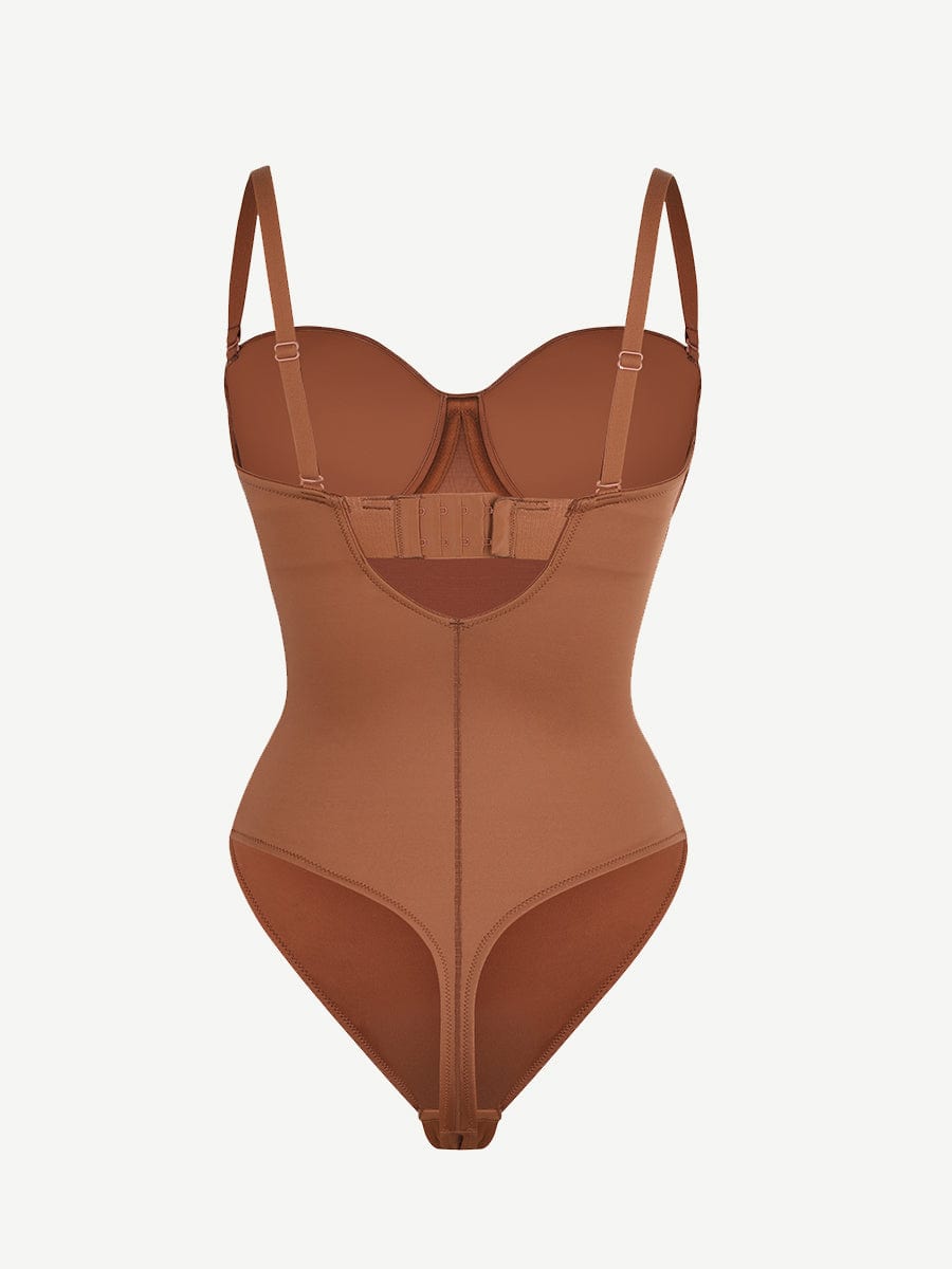 SculpStore Strapless Shapewear Bodysuit - Tummy Control Seamless Body Shaper with Detachable Straps