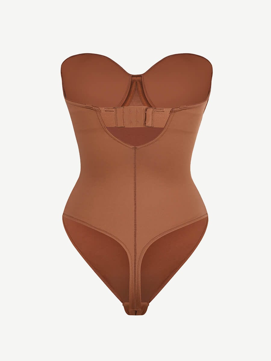 SculpStore Strapless Shapewear Bodysuit - Tummy Control Seamless Body Shaper with Detachable Straps