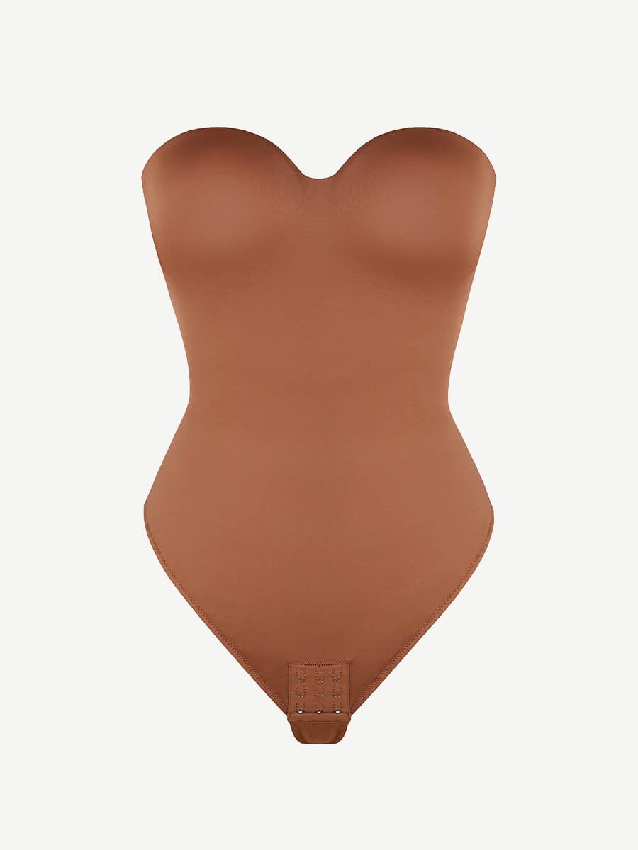SculpStore Strapless Shapewear Bodysuit - Tummy Control Seamless Body Shaper with Detachable Straps