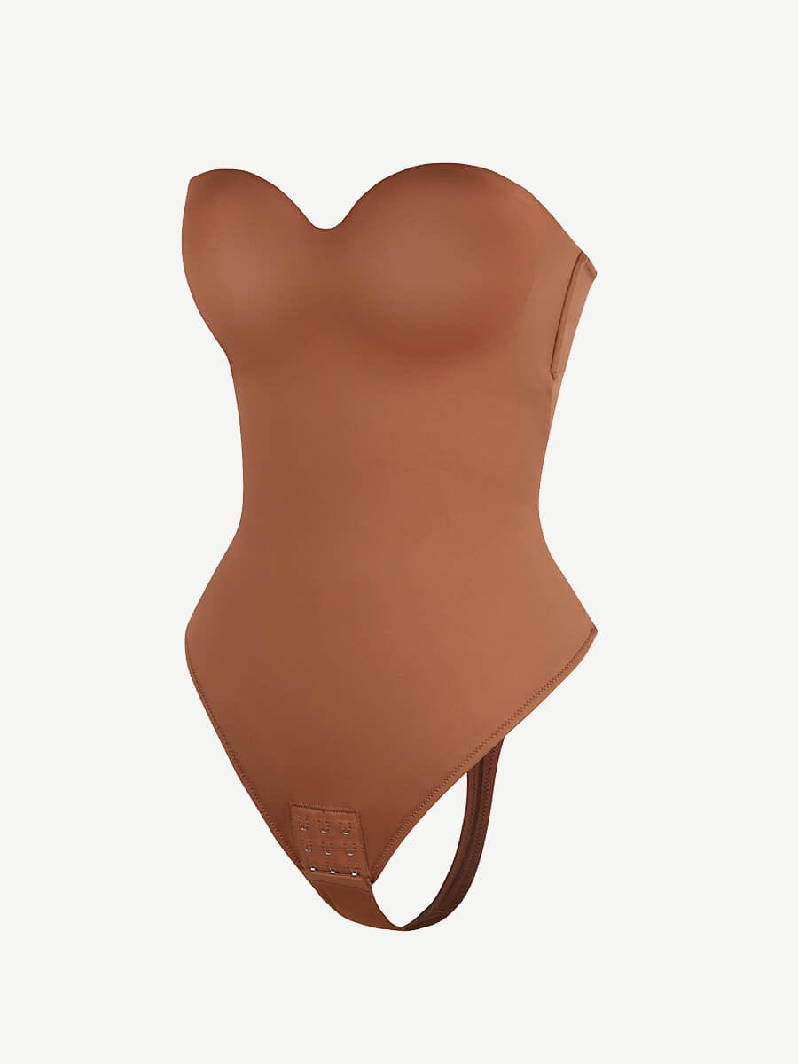 SculpStore Strapless Shapewear Bodysuit - Tummy Control Seamless Body Shaper with Detachable Straps